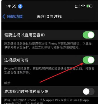 石碣镇苹果14维修网点分享iPhone14注视感知功能有什么用 